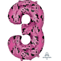 Anagram 26 inch MINNIE MOUSE FOREVER NUMBER 3 Foil Balloon 40138-01-A-P