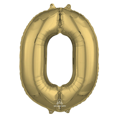 Anagram 26 inch NUMBER 0 - ANAGRAM - WHITE GOLD Foil Balloon 44724-01-A-P