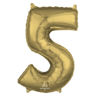 Anagram 26 inch NUMBER 5 - ANAGRAM - WHITE GOLD Foil Balloon 44725-01-A-P