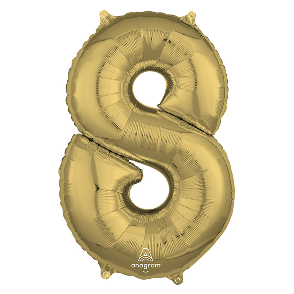 Anagram 26 inch NUMBER 8 - ANAGRAM - WHITE GOLD Foil Balloon 44730-01-A-P