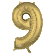 Anagram 26 inch NUMBER 9 - ANAGRAM - WHITE GOLD Foil Balloon 44731-01-A-P
