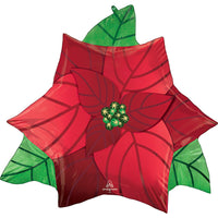 Anagram 26 inch SATIN INFUSED POINSETTIA Foil Balloon 43343-01-A-P