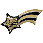 Anagram 27 inch GOLD, SILVER, & BLACK GRAD SHOOTING STAR Foil Balloon 42758-01-A-P