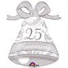 Anagram 27 inch SILVER ELEGANT 25TH ANNIVERSARY BELL Foil Balloon 25178-01-A-P