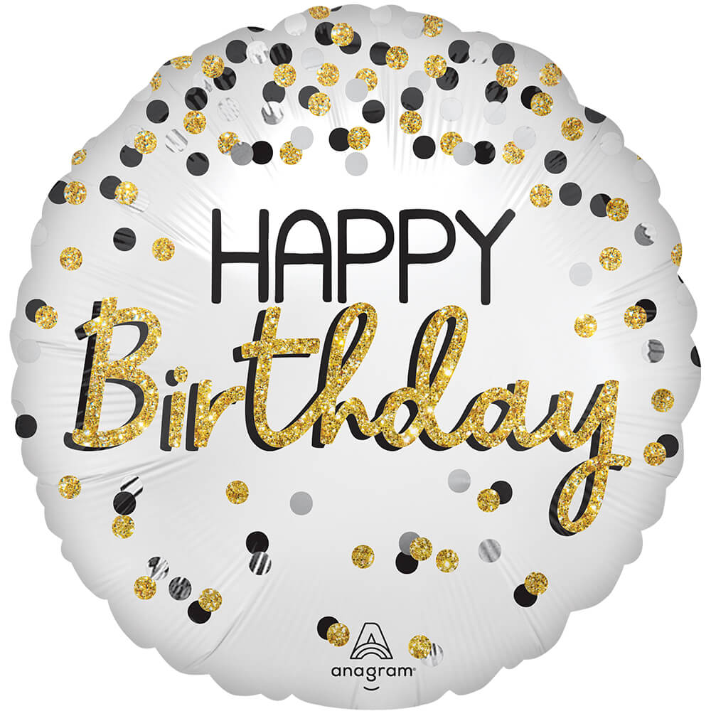 28 in Anagram Black Silver Gold Birthday Foil Balloon 45704