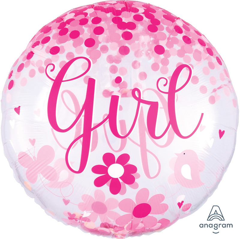 Anagram 28 inch CONFETTI BALLOON BABY GIRL Foil Balloon 39317-11-A-P