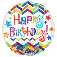 Anagram 28 inch HAPPY BIRTHDAY CHEVRON STAR Foil Balloon 30883-01-A-P