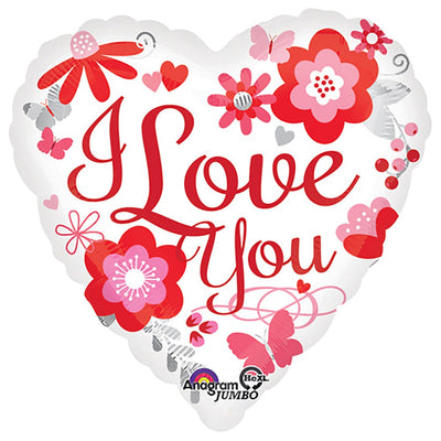 Anagram 28 inch I LOVE YOU FLORAL Foil Balloon 31871-01-A-P