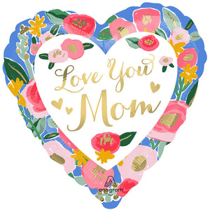 Anagram 28 inch LOVE YOU MOM PAINTED PRINTS Foil Balloon 45444-01-A-P