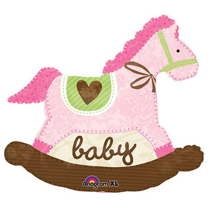 Anagram 29 inch BABY PINK ROCKING HORSE Foil Balloon 24977-01-A-P