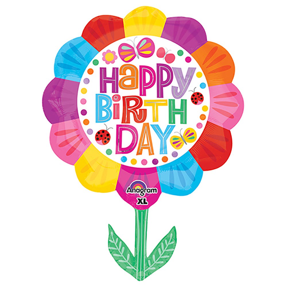 29 inch Anagram Happy Birthday Flower Foil Balloon - 30856