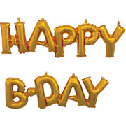 Anagram 30″ BLOCK PHRASE "HAPPY BDAY" - GOLD (AIR-FILL ONLY) Foil Balloon 33759-11-A-P