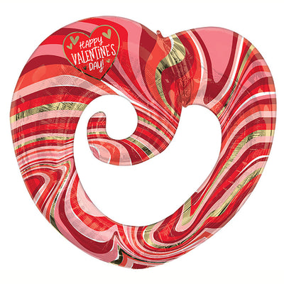 Anagram 30 inch HAPPY VALENTINE'S DAY MARBLE TWISTY HEART Foil Balloon 45096-01-A-P