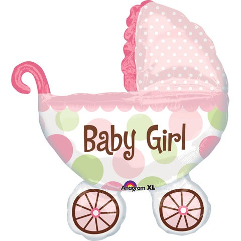 Anagram 31 inch BABY BUGGY GIRL Foil Balloon 17896-01-A-P