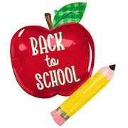 Anagram 31 inch BACK TO SCHOOL APPLE & PENCIL Foil Balloon 44812-01-A-P