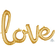 Anagram 31″ SCRIPT PHRASE "LOVE" GOLD Foil Balloon 36696-11-A-P