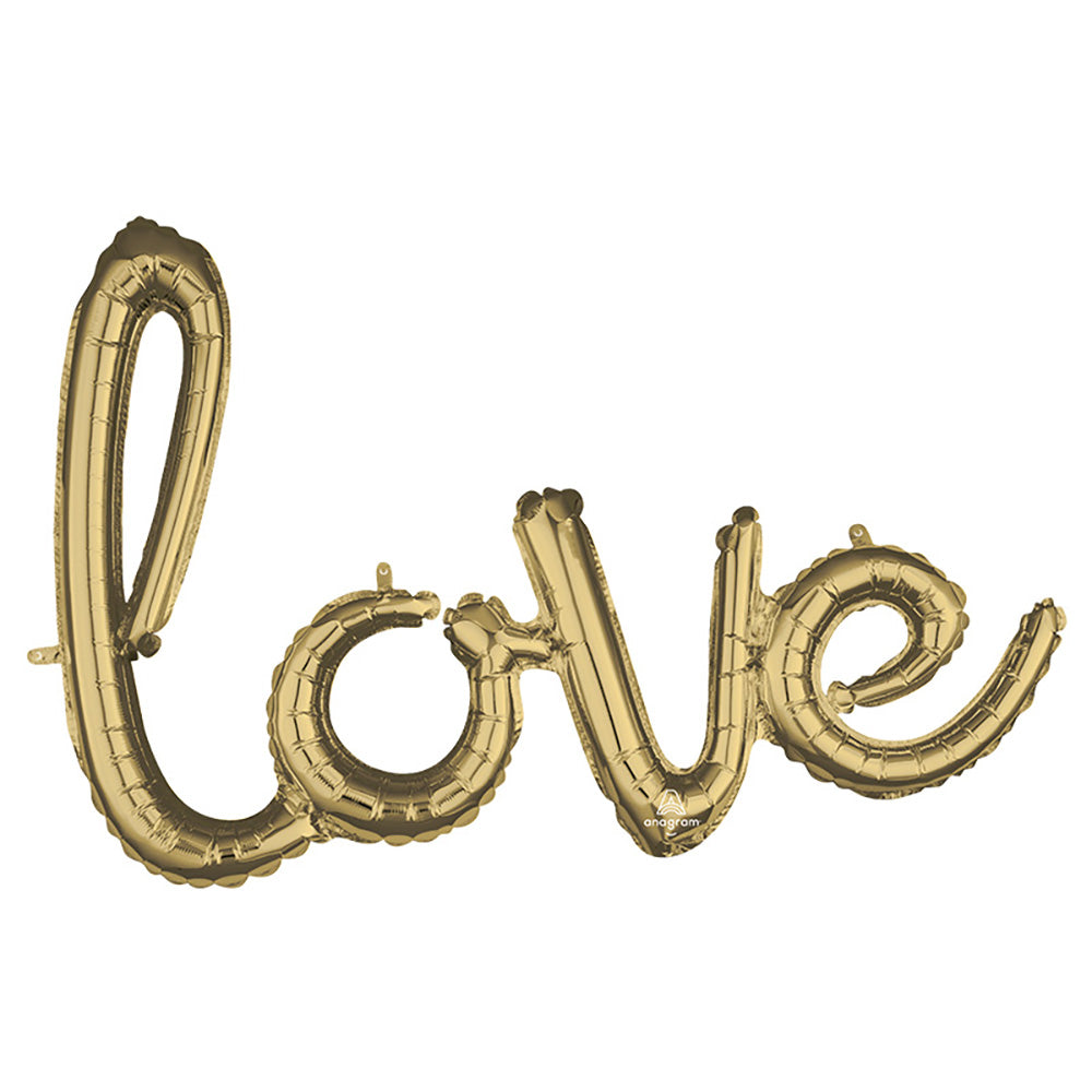 Anagram 31″ SCRIPT PHRASE "LOVE" WHITE GOLD (AIR-FILL ONLY) Foil Balloon 44636-11-A-P