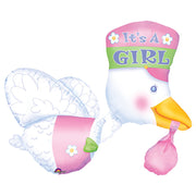 Anagram 32 inch BUNDLE OF JOY STORK - IT'S A GIRL Foil Balloon 07026-01-A-P