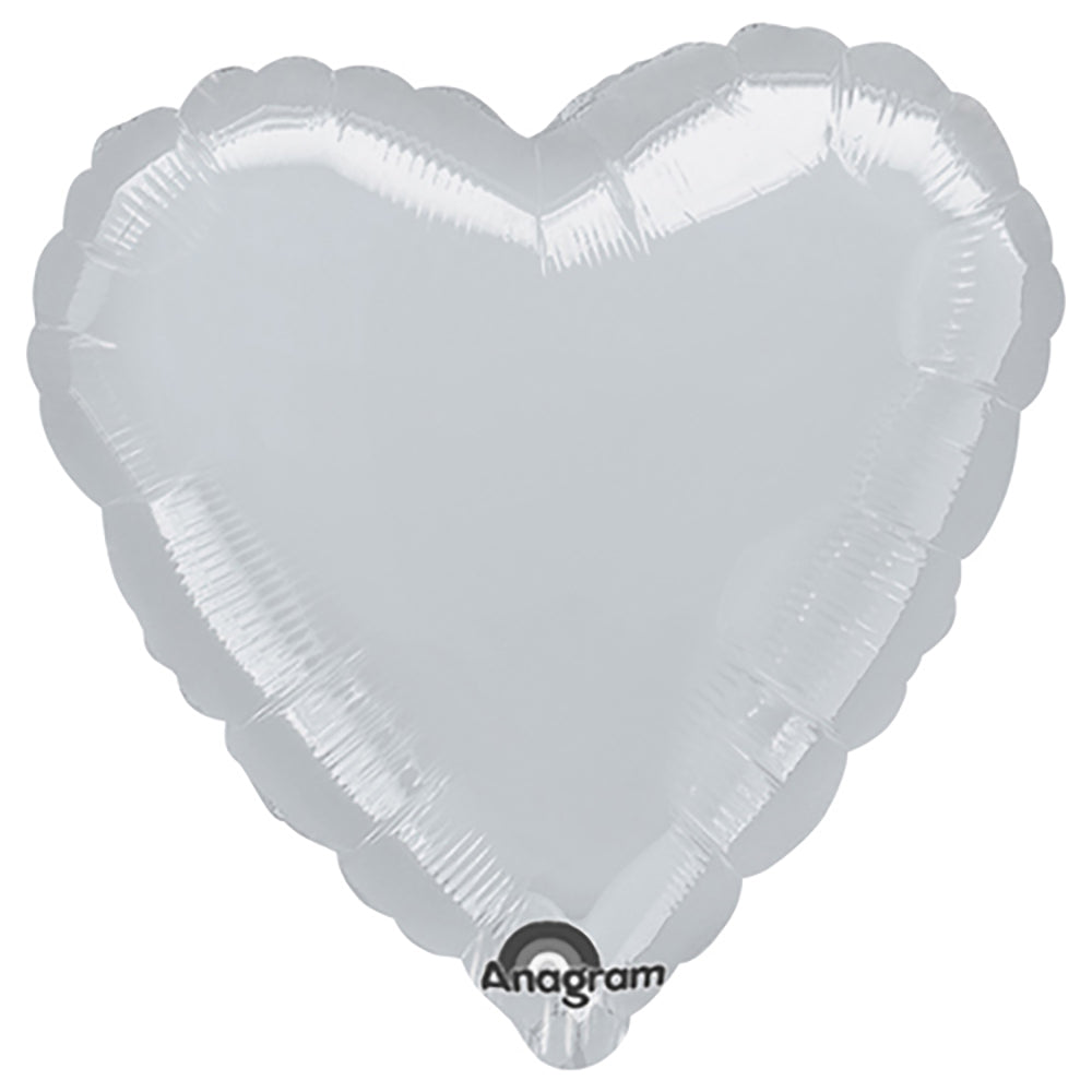 Anagram 32 inch HEART - METALLIC SILVER Foil Balloon 11115-02-A-U