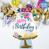 Anagram 32 inch SATIN ARTFUL FLORAL BIRTHDAY Foil Balloon 44853-01-A-P