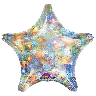 Anagram 32 inch STAR - HOLOGRAPHIC FIREWORKS Foil Balloon 16271-99-A-U