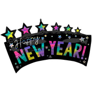Anagram 34 inch IRIDESCENT HAPPY NEW YEARS STAR BANNER Foil Balloon 43359-01-A-P