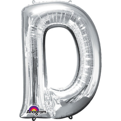 Anagram 34 inch LETTER D - ANAGRAM - SILVER Foil Balloon 32952-01-A-P