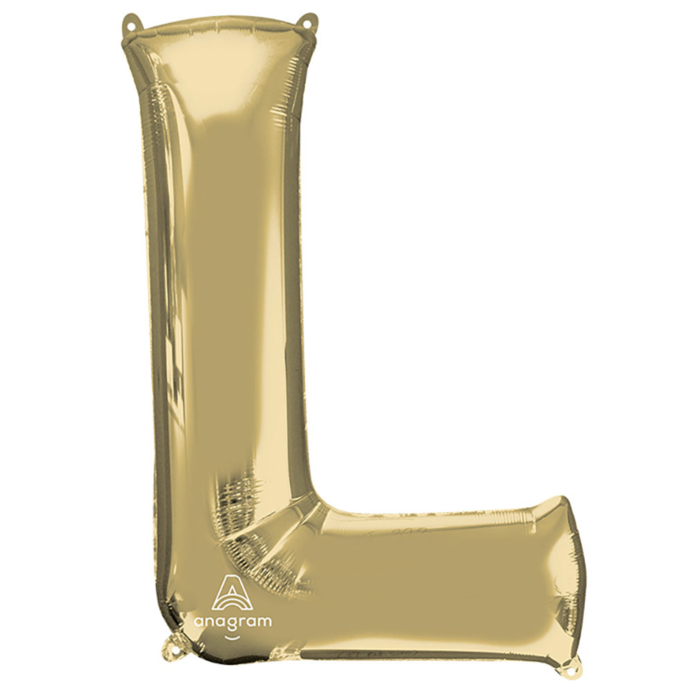 34 inch Anagram Letter L White Gold Foil Balloon 44657