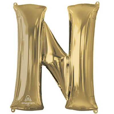 Anagram 34 inch LETTER N - ANAGRAM - WHITE GOLD Foil Balloon 44613-01-A-P
