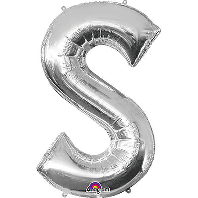 Anagram 34 inch LETTER S - ANAGRAM - SILVER Foil Balloon 32983-01-A-P