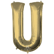 Anagram 34 inch LETTER U - ANAGRAM - WHITE GOLD Foil Balloon 44629-01-A-P