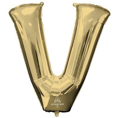 Anagram 34 inch LETTER V - ANAGRAM - WHITE GOLD Foil Balloon 44628-01-A-P