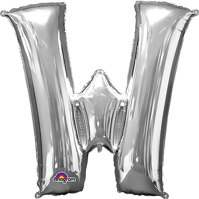 Anagram 34 inch LETTER W - ANAGRAM - SILVER Foil Balloon 32993-01-A-P