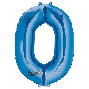 Anagram 34 inch NUMBER 0 - ANAGRAM - BLUE Foil Balloon 28270-01-A-P