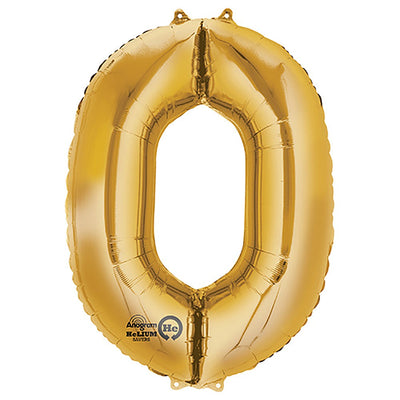 Anagram 34 inch NUMBER 0 - ANAGRAM - GOLD Foil Balloon 28242-01-A-P