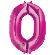 Anagram 34 inch NUMBER 0 - ANAGRAM - PINK Foil Balloon 28272-01-A-P