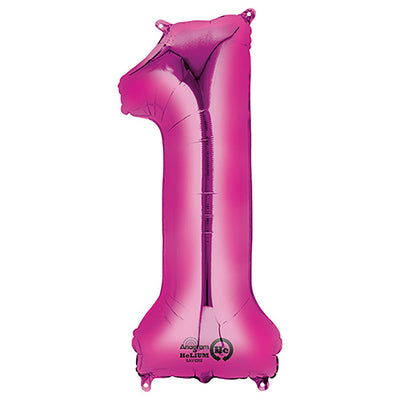 Anagram 34 inch NUMBER 1 - ANAGRAM - PINK Foil Balloon 28275-01-A-P