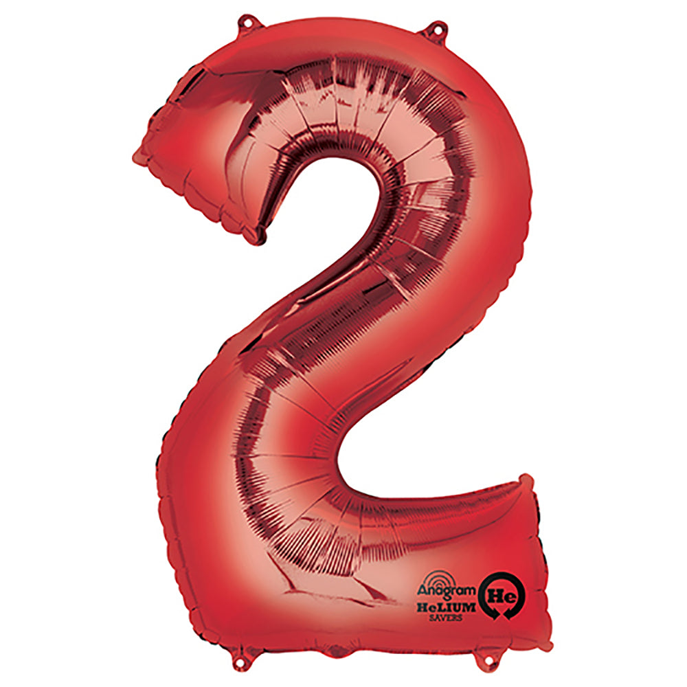 Anagram 34 inch NUMBER 2 - ANAGRAM - RED Foil Balloon 28277-01-A-P