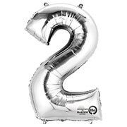 Anagram 34 inch NUMBER 2 - ANAGRAM - SILVER Foil Balloon 27982-01-A-P