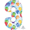 Anagram 34 inch NUMBER 3 - ANAGRAM - BALLOONS & STREAMERS Foil Balloon 28249-01-A-P