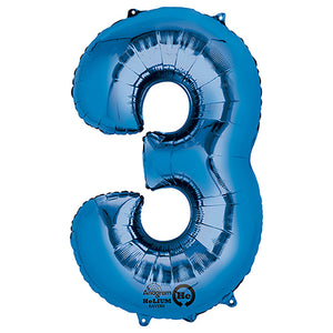 Anagram 34 inch NUMBER 3 - ANAGRAM - BLUE Foil Balloon 28279-01-A-P