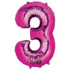 Anagram 34 inch NUMBER 3 - ANAGRAM - PINK Foil Balloon 28281-01-A-P