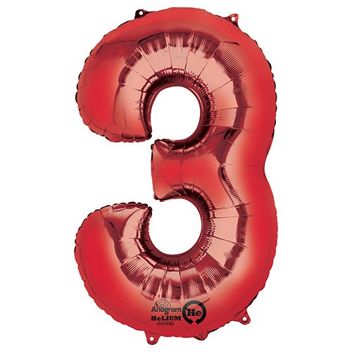 Anagram 34 inch NUMBER 3 - ANAGRAM - RED Foil Balloon 28280-01-A-P