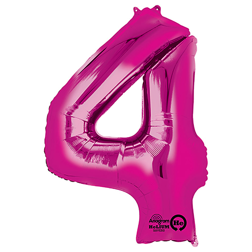 Anagram 34 inch NUMBER 4 - ANAGRAM - PINK Foil Balloon 28284-01-A-P