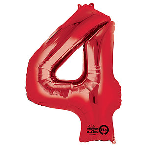 Anagram 34 inch NUMBER 4 - ANAGRAM - RED Foil Balloon 28283-01-A-P