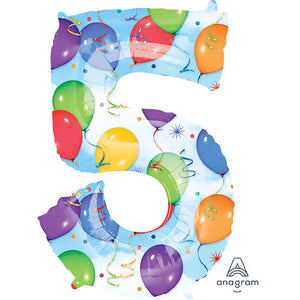 Anagram 34 inch NUMBER 5 - ANAGRAM - BALLOONS & STREAMERS Foil Balloon 28253-01-A-P