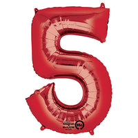 Anagram 34 inch NUMBER 5 - ANAGRAM - RED Foil Balloon 28286-01-A-P
