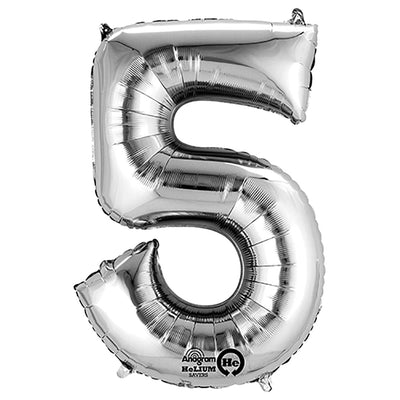 Anagram 34 inch NUMBER 5 - ANAGRAM - SILVER Foil Balloon 27985-01-A-P