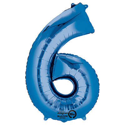 Anagram 34 inch NUMBER 6 - ANAGRAM - BLUE Foil Balloon 28288-01-A-P