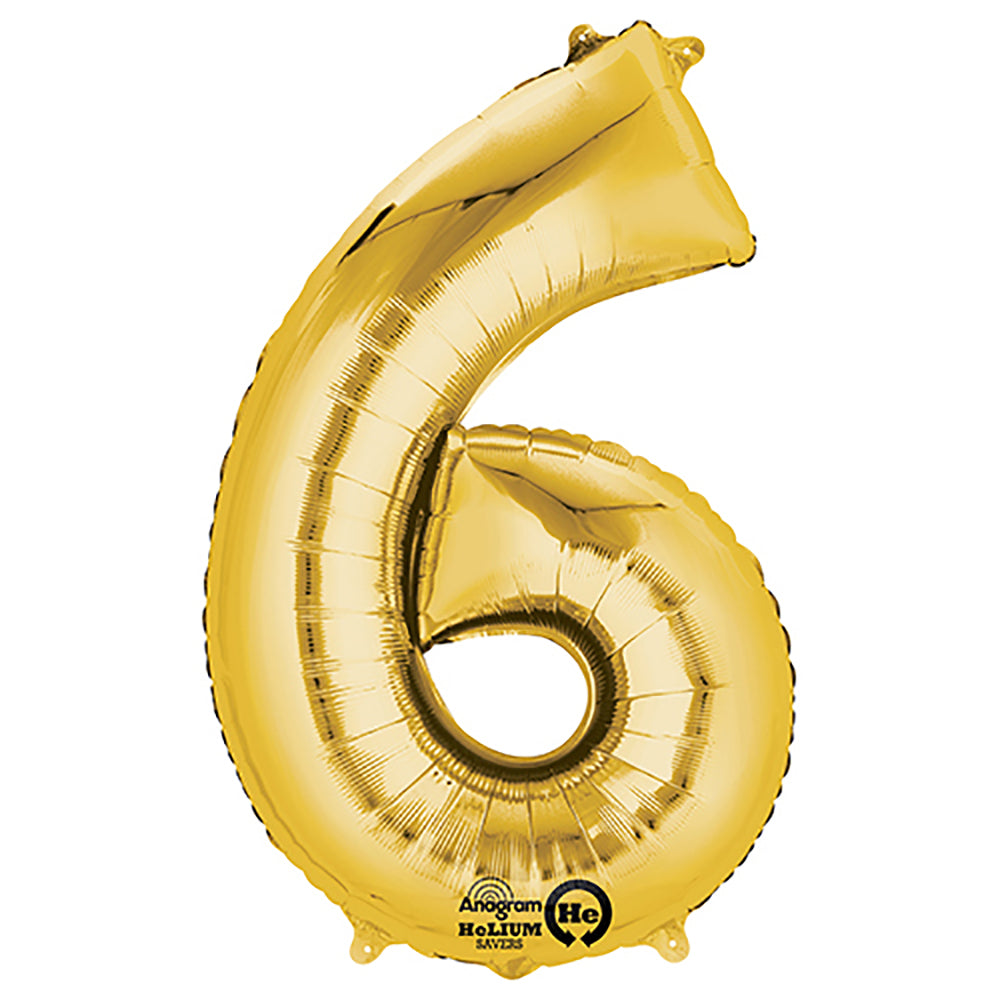 Anagram 34 inch NUMBER 6 - ANAGRAM - GOLD Foil Balloon 28254-01-A-P